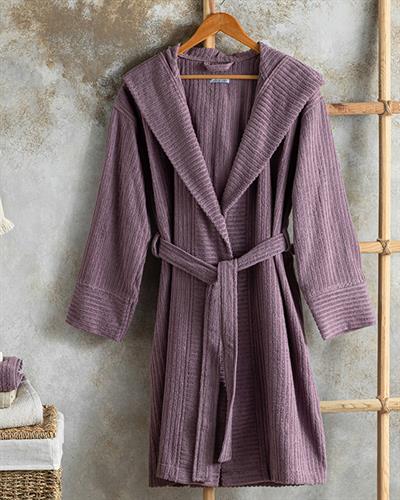 Stripe Халат Рипсено, Памучен, Лилаво, L-Xl