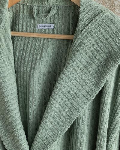 Stripe Халат Рипсено, Памучен, Морско Зелено, L-Xl