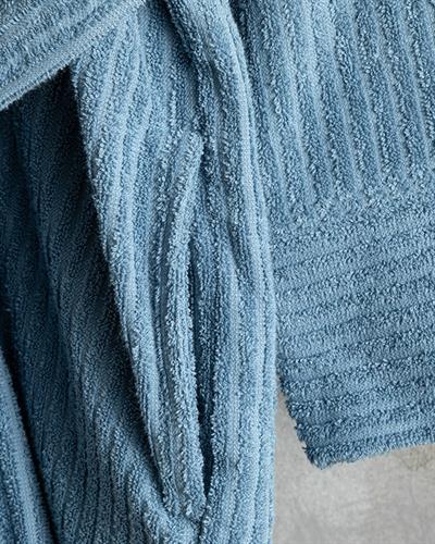 Stripe Cottony Twilled Bathrobe L-XL Indigo