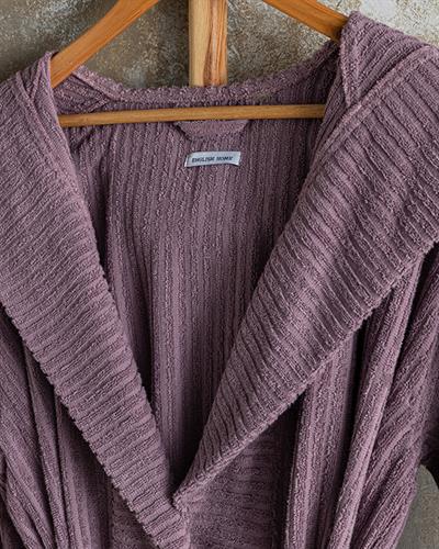 Stripe Халат Рипсено, Памучен, Лилаво, S-M