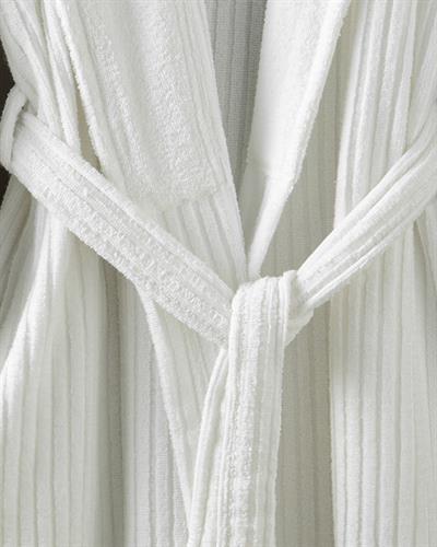 Strıpe Cotton Bathrobe S-M White