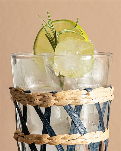 Stripe Wicker Чаша Ракита, Стъкло, Тъмно Синьо, 470 Ml