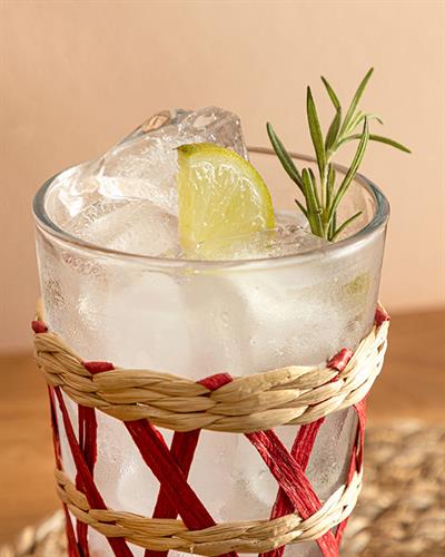 Stripe Wicker Чаша Ракита, Стъкло, Червено, 470 Ml