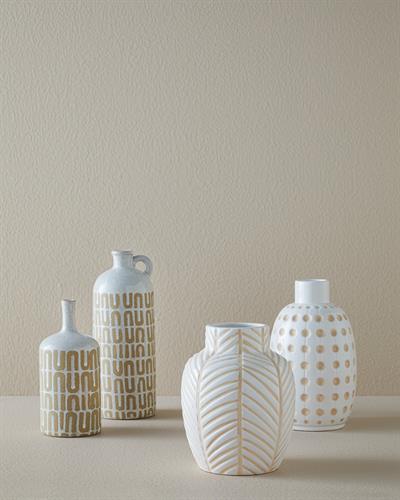 Striped Ваза Доломит 13,8x13,8x17,5 см Бял