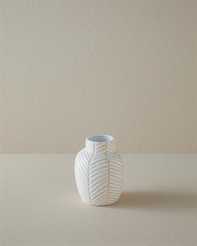 Striped Ваза Доломит 13,8x13,8x17,5 см Бял