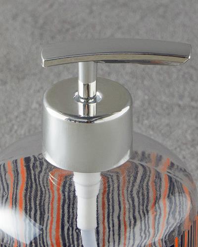 Striped Дозатор За Течен Сапун За Баня Стъкло 8x14 см Сребърен.