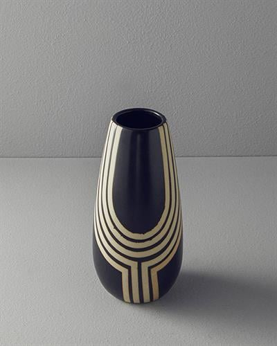 Stripy Ваза Керамика 12x12x24 см Черен