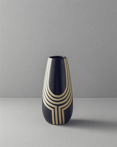 Stripy Ваза Керамика 12x12x24 см Черен
