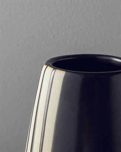 Stripy Ваза Керамика 12x12x24 см Черен