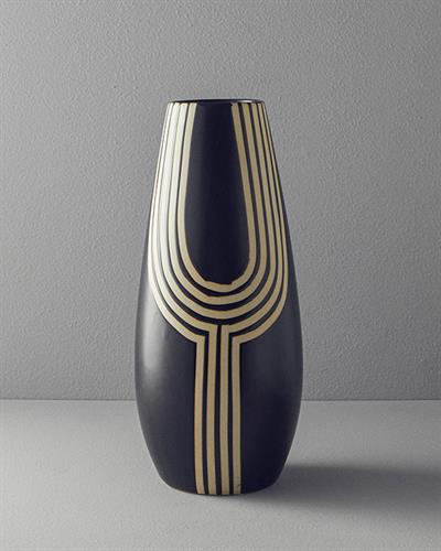 Stripy Ваза Керамика 18x18x44 см Черен