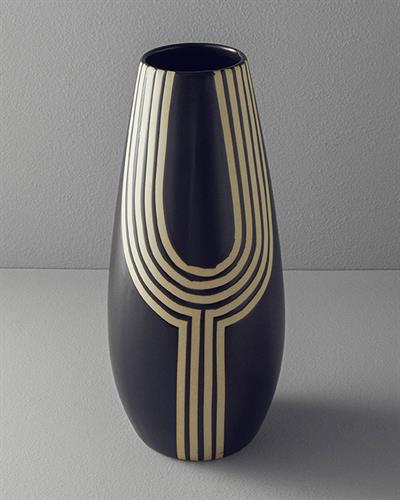 Stripy Ваза Керамика 18x18x44 см Черен