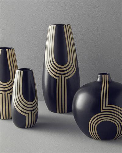 Stripy Ваза Керамика 18x18x44 см Черен