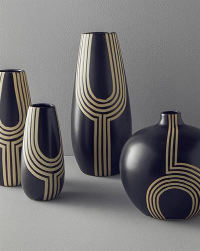 Stripy Ваза 26x26x25 см Черен