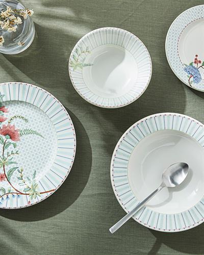Summery Сервиз За Хранене Порцелан, Светло Синьо, 8 Броя За 2 Души