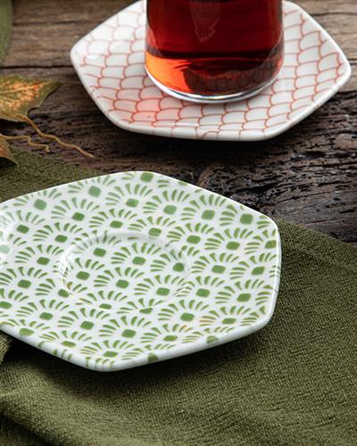 Sunrise Чаена Чиния Порцелан, Зелено, 12 Cm