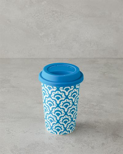 Sunrose Ceramic With Silicone Lid Cup 400 ml Blue