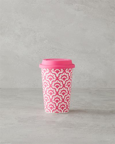 Sunrose Ceramic With Silicone Lid Cup 400 ml Pink