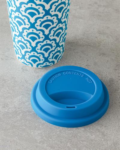 Sunrose Ceramic With Silicone Lid Cup 400 ml Blue