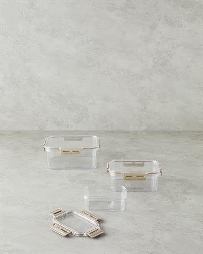 Plastic 3 Set Storage Box Beige