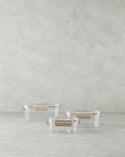 Plastic 3 Set Storage Box Beige