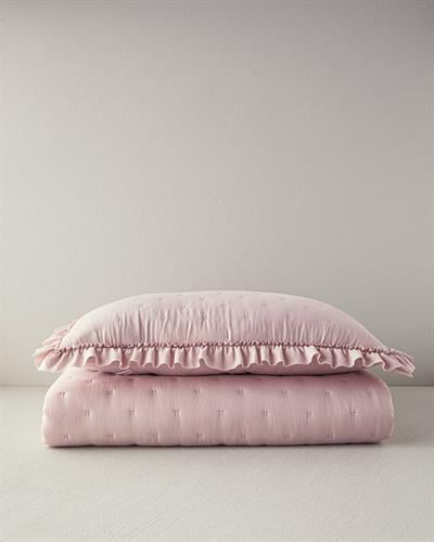 Swanky Комплект Кувертюра За Легло Единичен С волан 160x220 см Розов