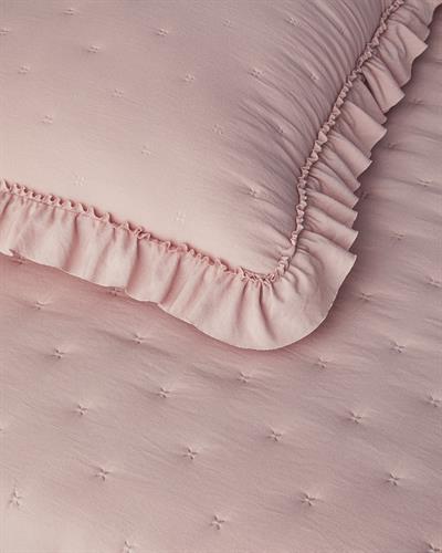 Swanky Комплект Кувертюра За Легло Двоен С волан 200x220 см Розов