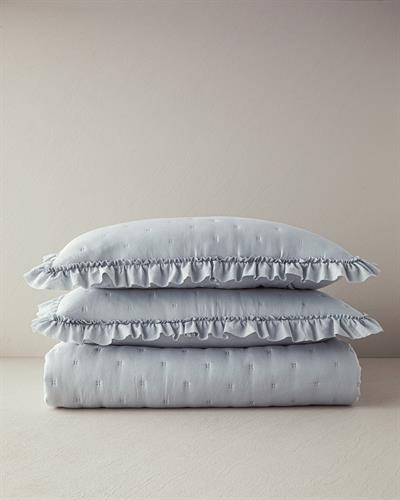 Swanky Комплект Кувертюра За Легло Двоен С волан 200x220 см Сив