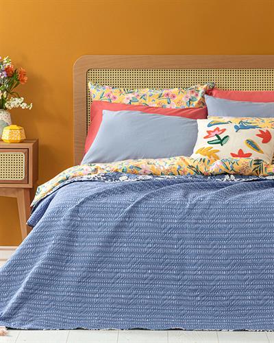 Sweet Daisies Многофункционално По Единичен Размер, Синьо, 160 X 220 Cm