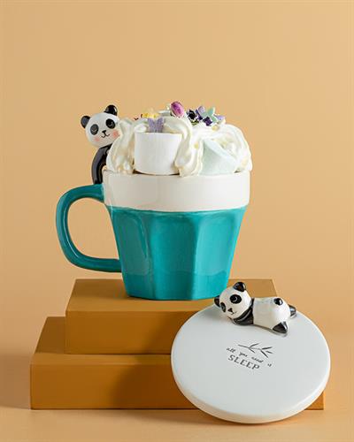 Sweet Panda Чаша С Капак И Лъжица, Dolomit, Тюркоаз, 340 Ml