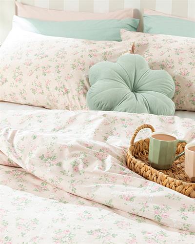Sweet Rose Комплект Спално Бель Единичен Размер, Памучен, Прах, 160 X 220 Cm