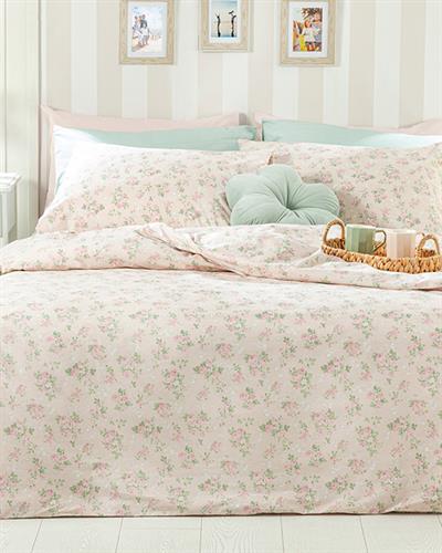 Sweet Rose Комплект Спално Бель Единичен Размер, Памучен, Прах, 160 X 220 Cm