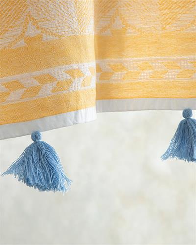 Swiss Cottony Fringed Peshtemal 90x150 cm Yellow-Blue