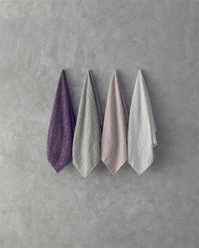 Sylvia Комплект Кърпи За Лице Жакардов 4 части Памучен полиестер 50x80 см Бял-Каменен-Розов-Тъмнол