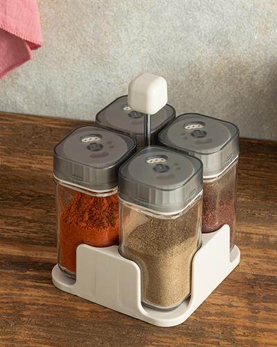 Symbol Съд За Подправки 4 бр. Стъкло 4x100 мл Кремав