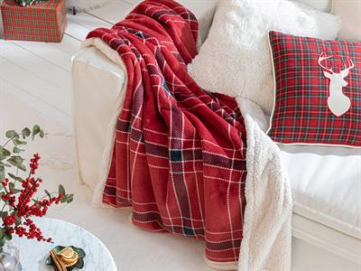 Tartan Тв Одеяло Шерпа 120x160 см Червен