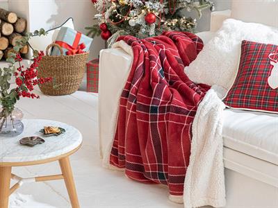 Tartan Тв Одеяло Шерпа 120x160 см Червен