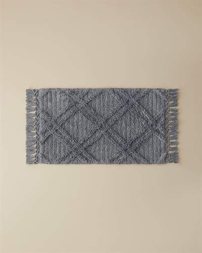 Tassel Check Постелка За Баня С пискюли Памучен 50x80 см Сив