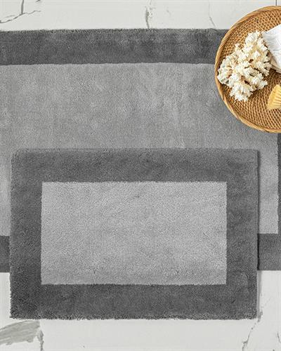 Tetra Постелка За Баня Ко Памучен, Сиво-Тъмно Сиво, 60 X 90+40 X 60