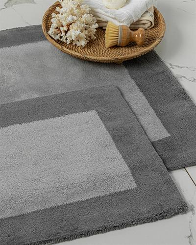 Tetra Постелка За Баня Ко Памучен, Сиво-Тъмно Сиво, 60 X 90+40 X 60