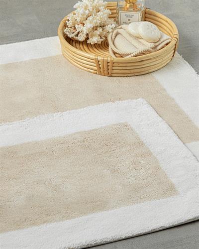 Tetra Постелка За Баня Ко Памучен, Екрю-Бежов, 60 X 90+40 X 60