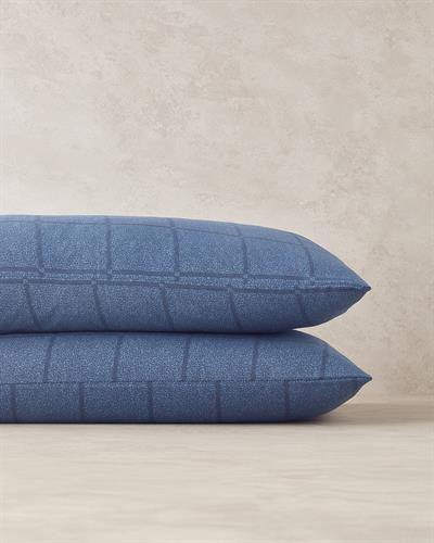 Textured Check Калъфка За Възглавница 2 бр. Лесно за гладене 50x70 см Морскосин