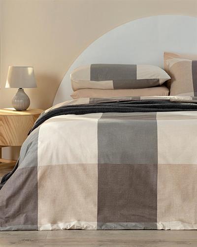 Textured Plaid Комплект Спално Бель Единичен Размер, Памучен, Бежово, 160 X 220 Cm