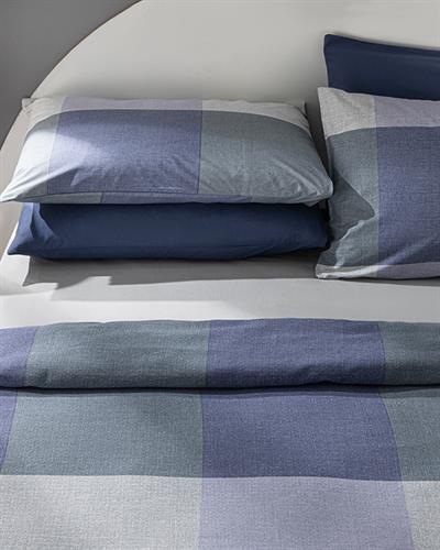 Textured Plaid Покривка Комплект King Size, Отпечатан, Синьо, 240 X 220 Cm