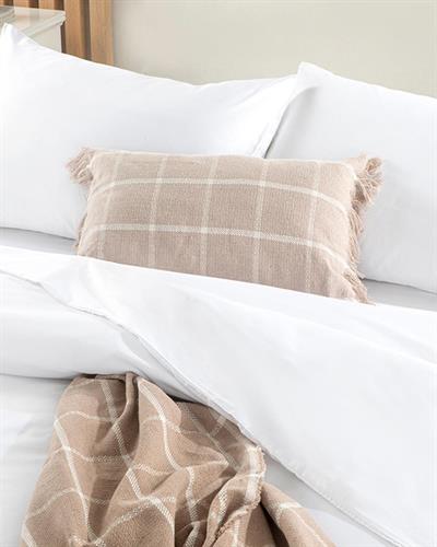 Thıck Спално Бельо Компле Единичен Размер, 300 Tc Памук Сатен, Бяло, 160 X 220 Cm