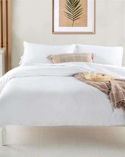 Thıck Спално Бельо Компле Единичен Размер, 300 Tc Памук Сатен, Бяло, 160 X 220 Cm