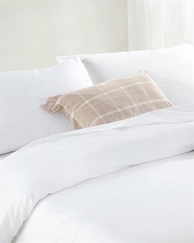 Thıck Спално Бельо Компле Единичен Размер, 300 Tc Памук Сатен, Бяло, 160 X 220 Cm