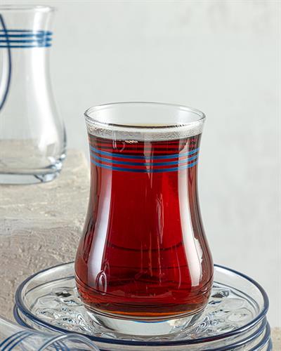 Thin Stripes Чаен Комплект 12 Бр. За 6 Души, Стъкло, Синьо, 170 Ml