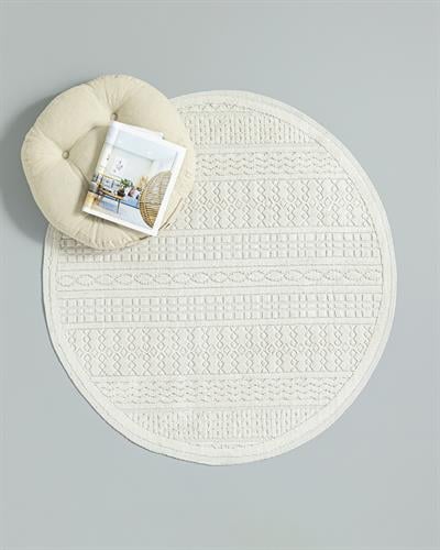 Thore Килим Памучен, Бяло, 110 X 110 Cm