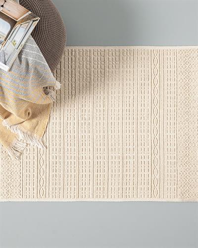 Thore Килим Памучен, Кремово, 80 X 300 Cm