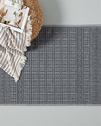 Thore Килим Памучен, Сиво, 80 X 300 Cm